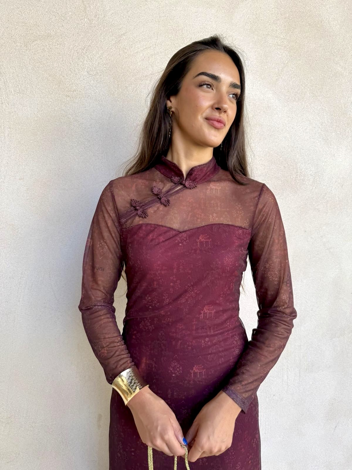 Vestido Singapur burdeos - Imagen 3