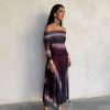 Vestido bardot tie-dye burdeos - Imagen 4