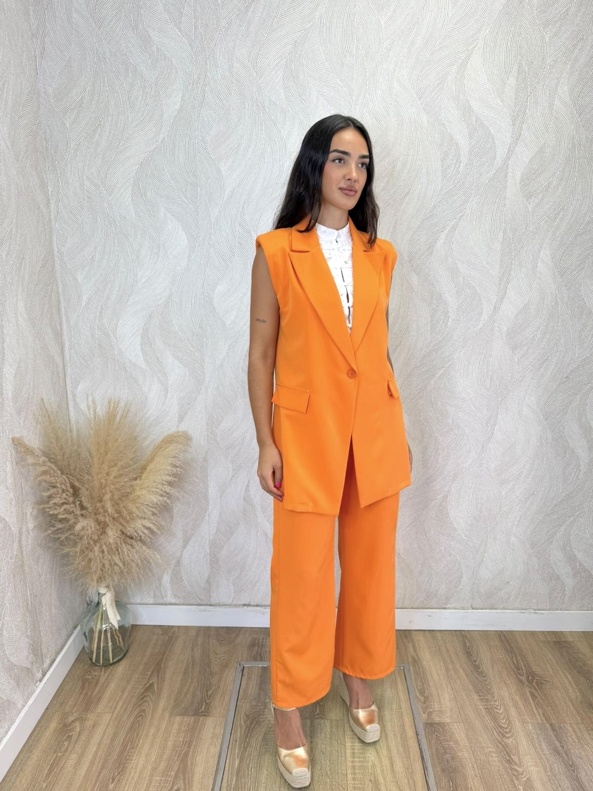 Conjunto traje sin mangas naranja