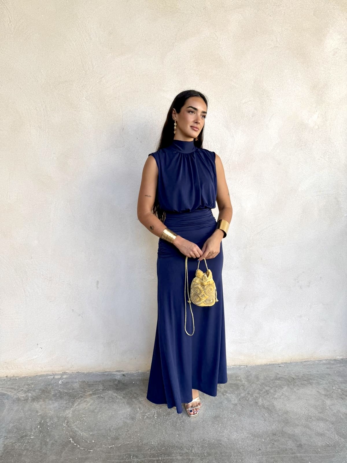 Alternative view of Vestido Positano azul marino