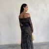 Vestido bardot gasa estampado - Imagen 5