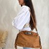 Bolso ante flecos grande camel
