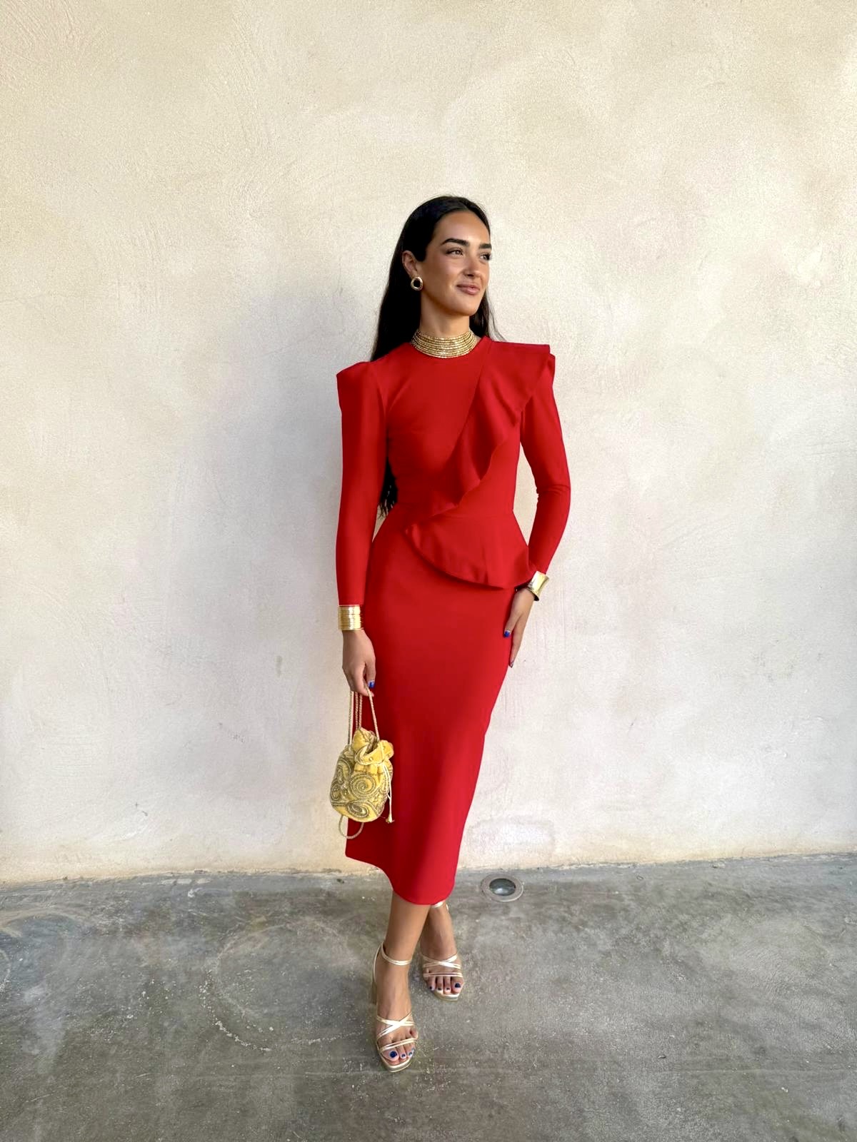 Alternative view of Vestido Vitoria rojo