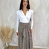 Falda midi pañuelo cuadros camel - Imagen 2