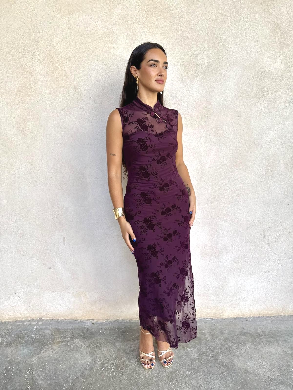 Vestidi midi encaje alamares