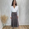 Falda midi pañuelo cuadros marrón - Imagen 3