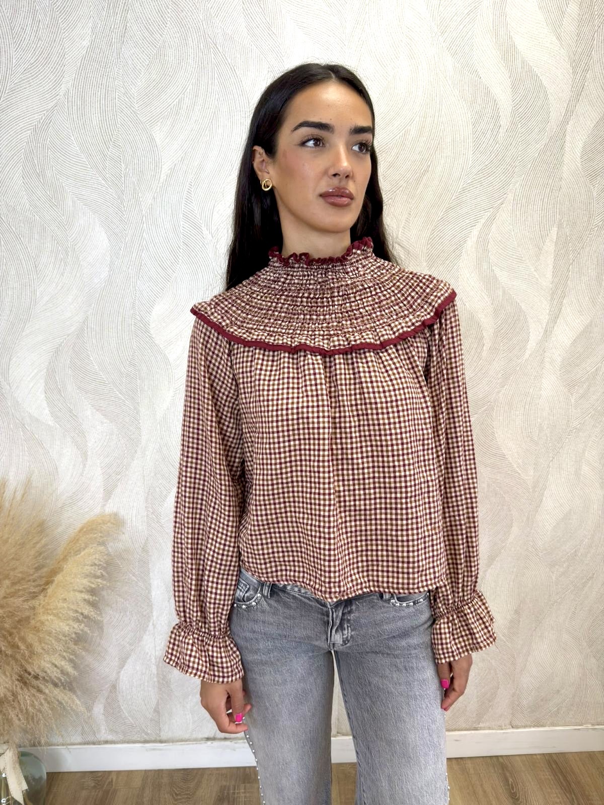 Camisa Simoneta vichy burdeos