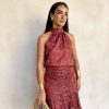 Conjunto halter jacquard satén - Imagen 3