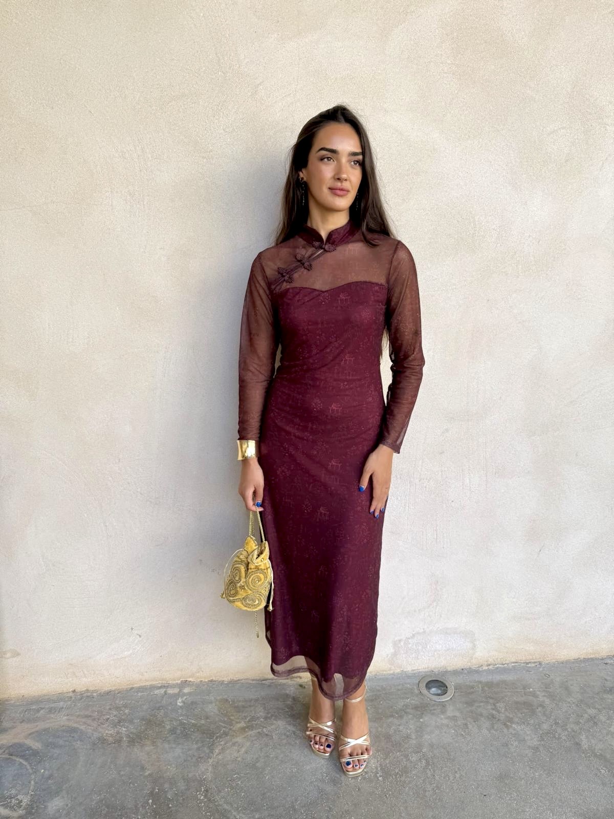 Vestido Singapur burdeos