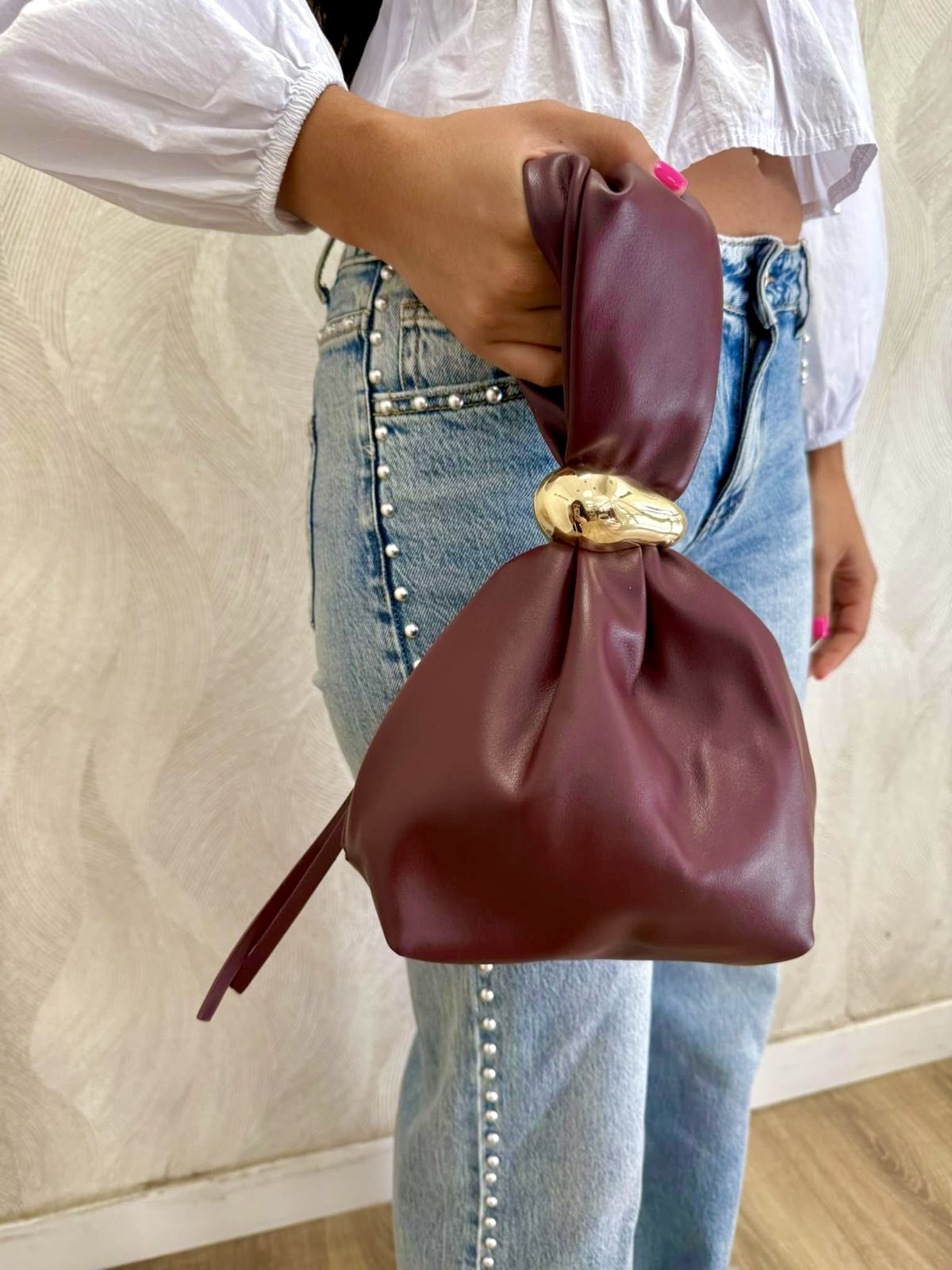 Bolso bombonera polipiel burdeos