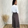 Falda midi pañuelo cuadros marrón - Imagen 5