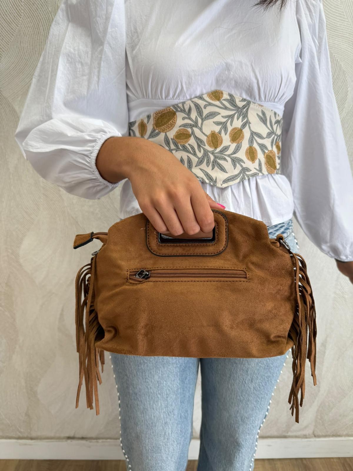 Bolso ante flecos camel - Imagen 4