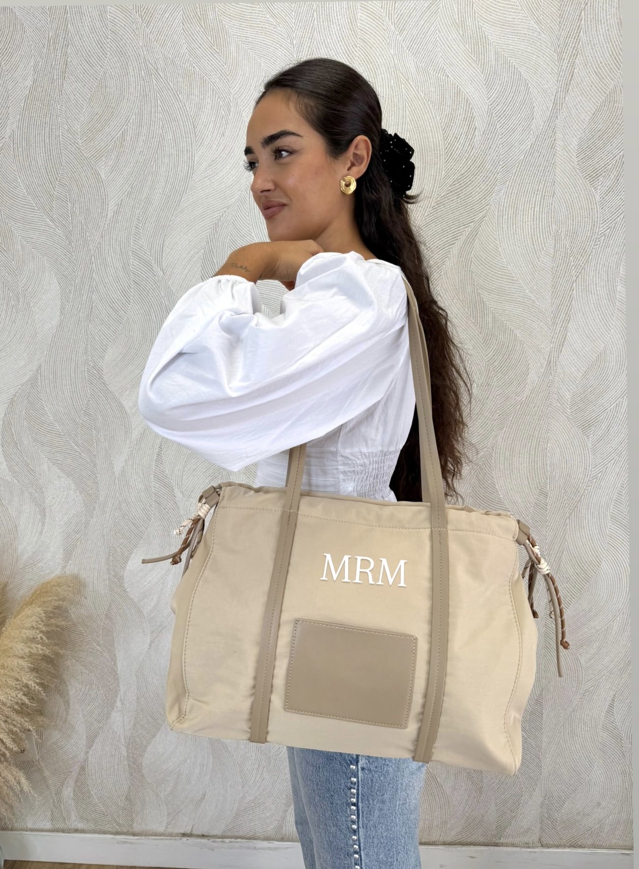 Bolso tote nylon personalizado beige