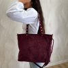 Bolso ante asa tachuelas personalizable burdeos - Imagen 4