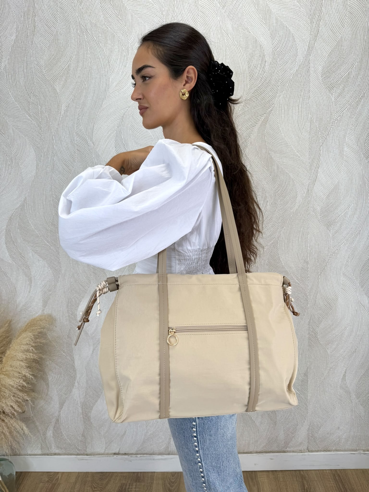 Alternative view of Bolso tote nylon personalizado beige