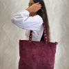 Bolso ante asa tachuelas personalizable burdeos - Imagen 3