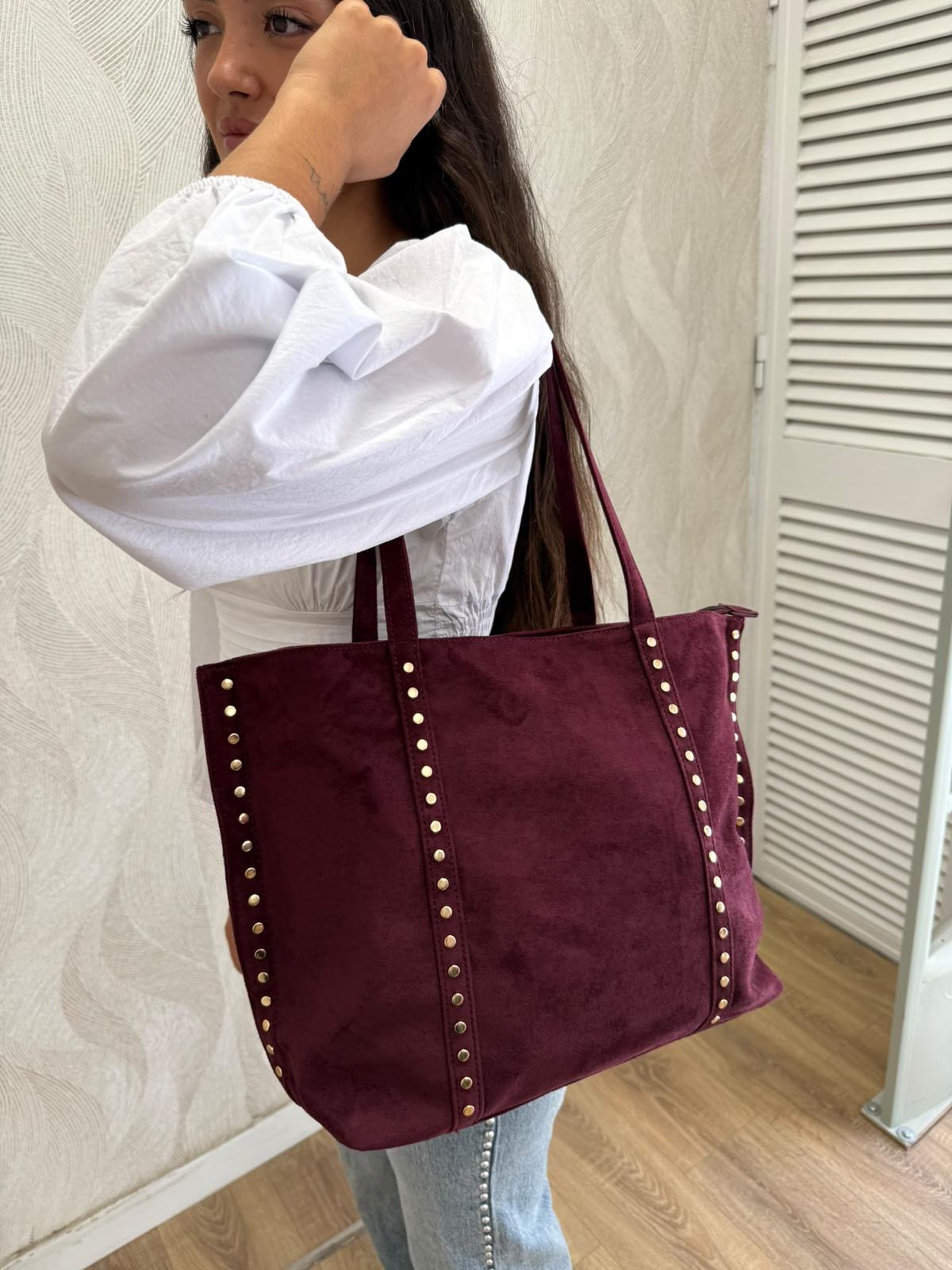 Bolso ante tachuelas personalizable burdeos - Imagen 4