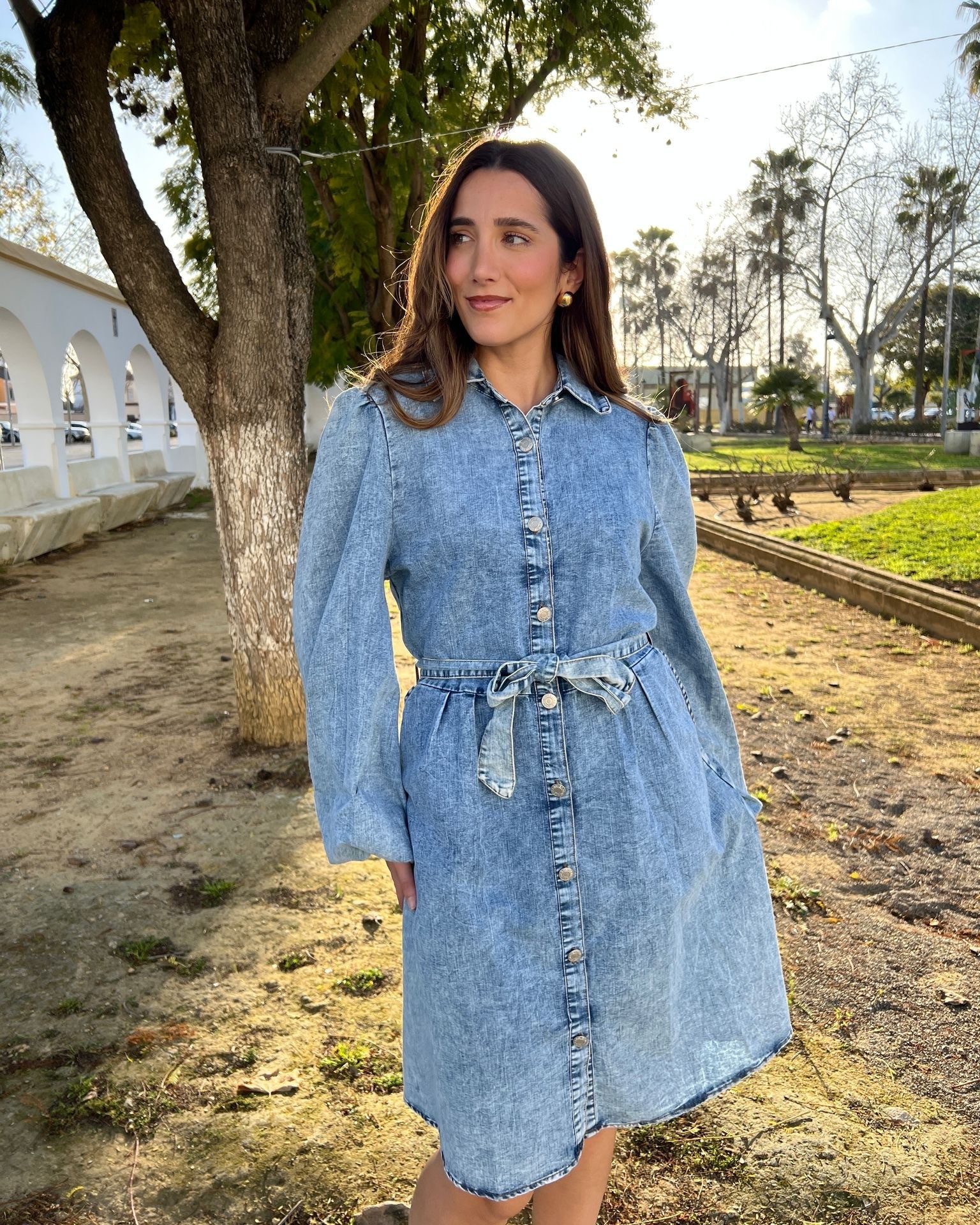 Vestido corto vaquero botones