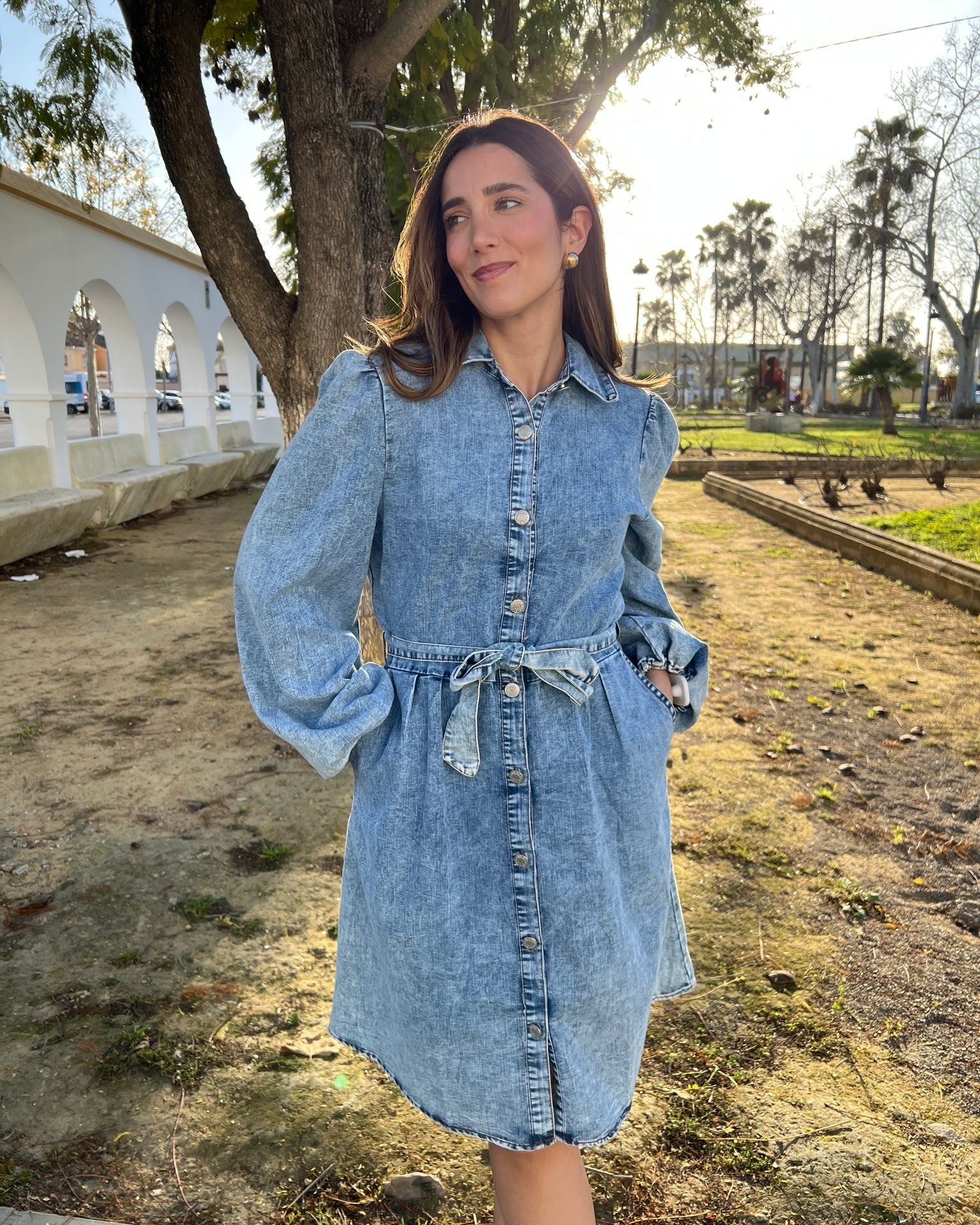 Vestido corto vaquero botones