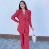 Conjunto traje cinturón liso teja