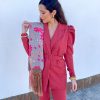 Conjunto traje cinturón liso teja