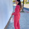 Conjunto traje cinturón liso teja