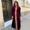 Kaftan terciopelo manga larga burdeos