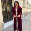 Kaftan terciopelo manga larga burdeos