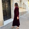 Kaftan terciopelo manga larga burdeos
