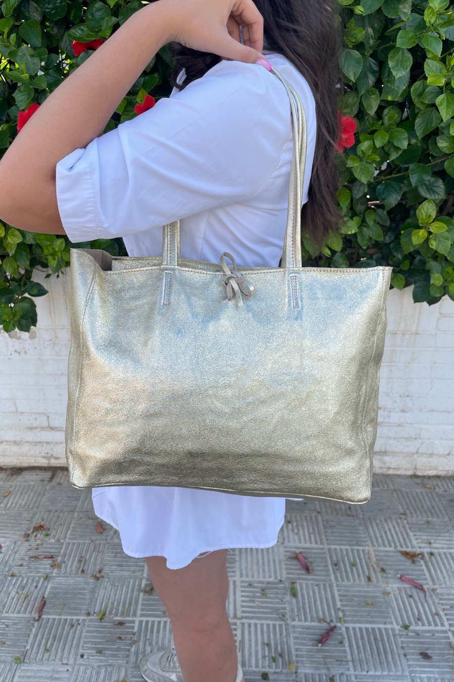 Bolso totte leather dorado personalizado